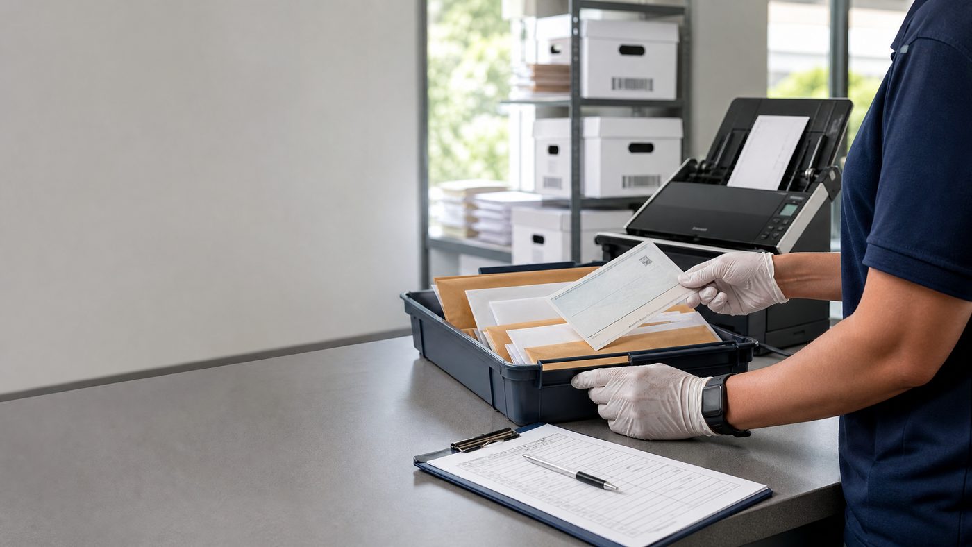 Document processing specialist handling physical records