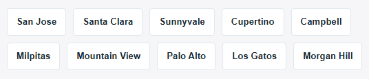 Grid of rounded labels with city names such as San Jose, Santa Clara, Sunnyvale, and more.