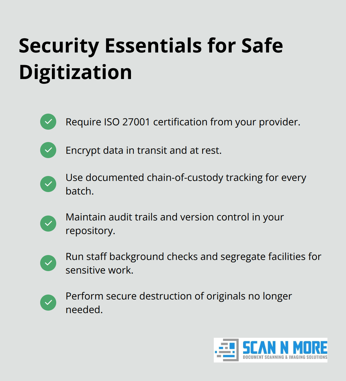 Checklist of security controls for document scanning projects