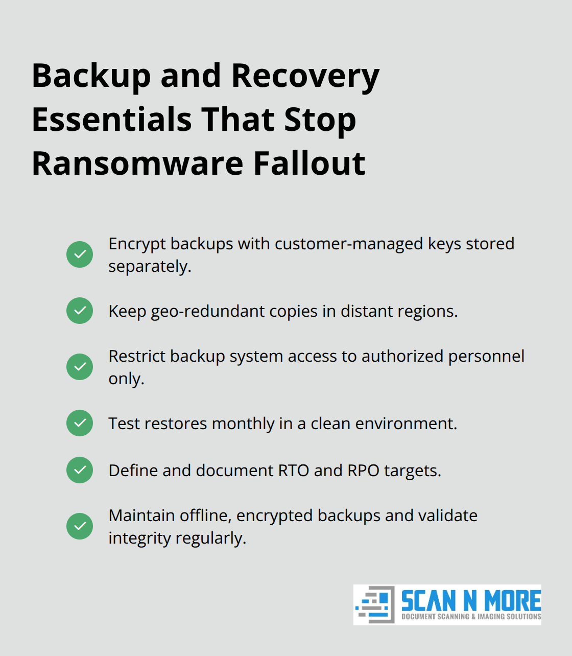 Checklist of key backup and disaster recovery best practices - data warehouse security
