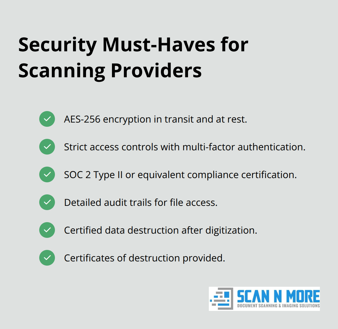 Checklist of essential security practices U.S. organizations should demand from document scanning vendors. - digital document scanning