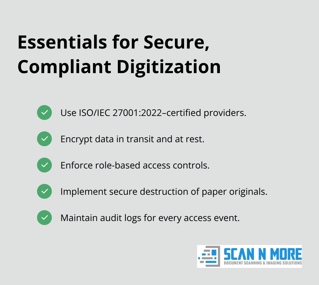 Checklist of must-have security practices for document digitization. - why document scanning is important
